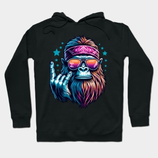 Bigfoot Sasquatch Loves Rock And Roll Hoodie